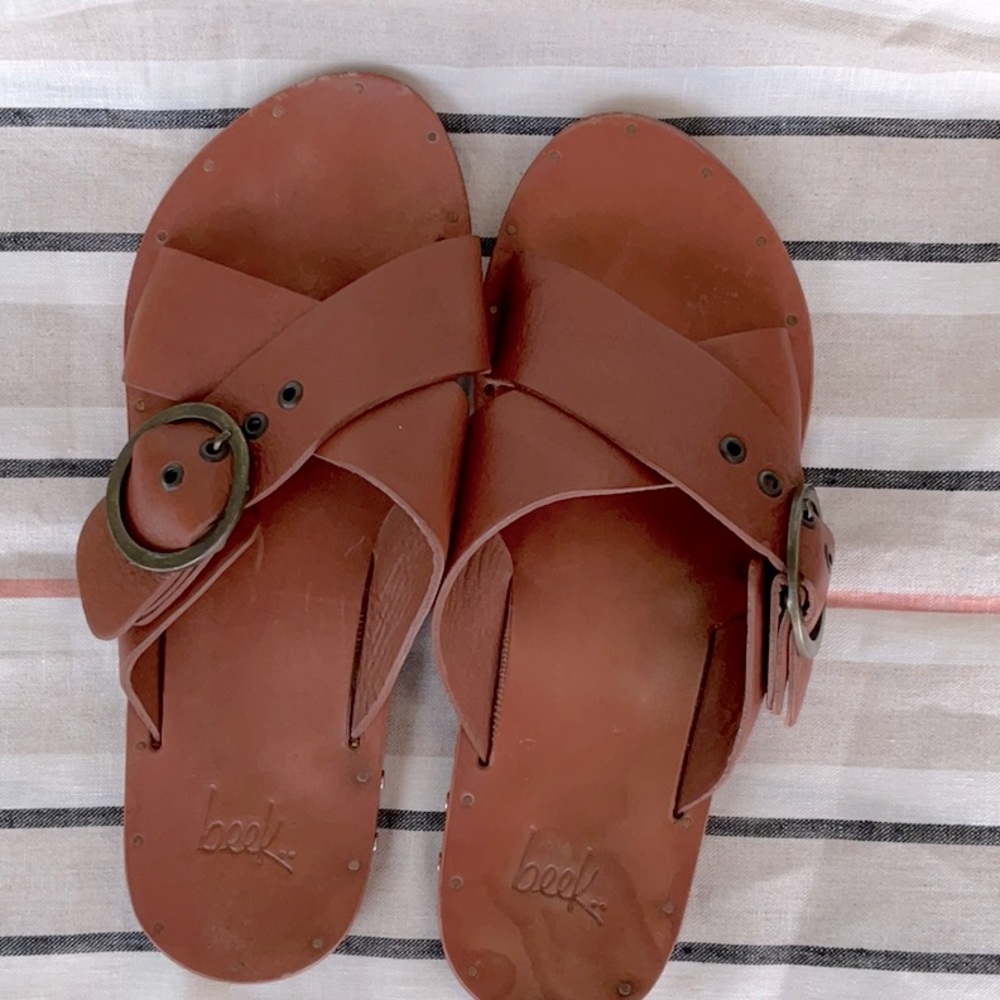 Beek Leather Two-strap Slides 9 - Picture 2 of 8